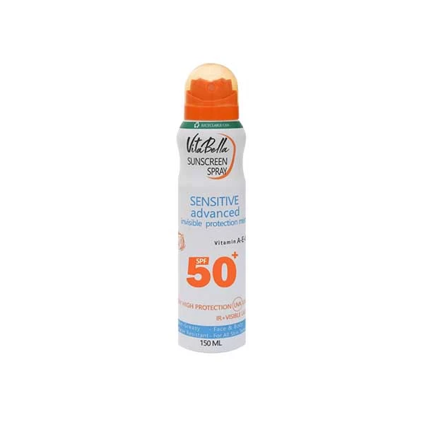 اسپری ضد افتاب spf50  برند ویتابلا مخصوص بدن جلوگیری از افتاب سوختگی  وارداتی اصل از نمایندگی ایران زمین